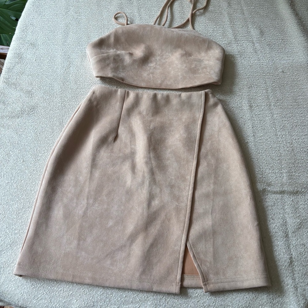 Elegant Tan Two Piece Outfit